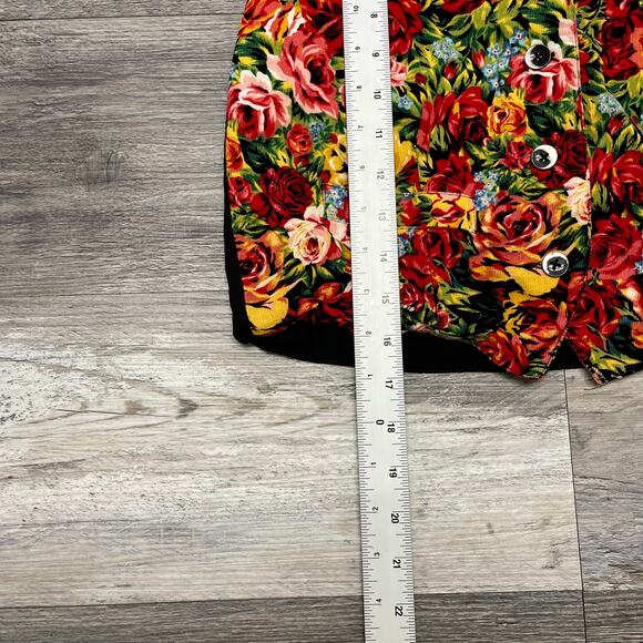Vintage 90s GAP Floral Womens M Flower‎ V-Neck Button Vest Shirt Cropped Dainty - Picture 7 of 8